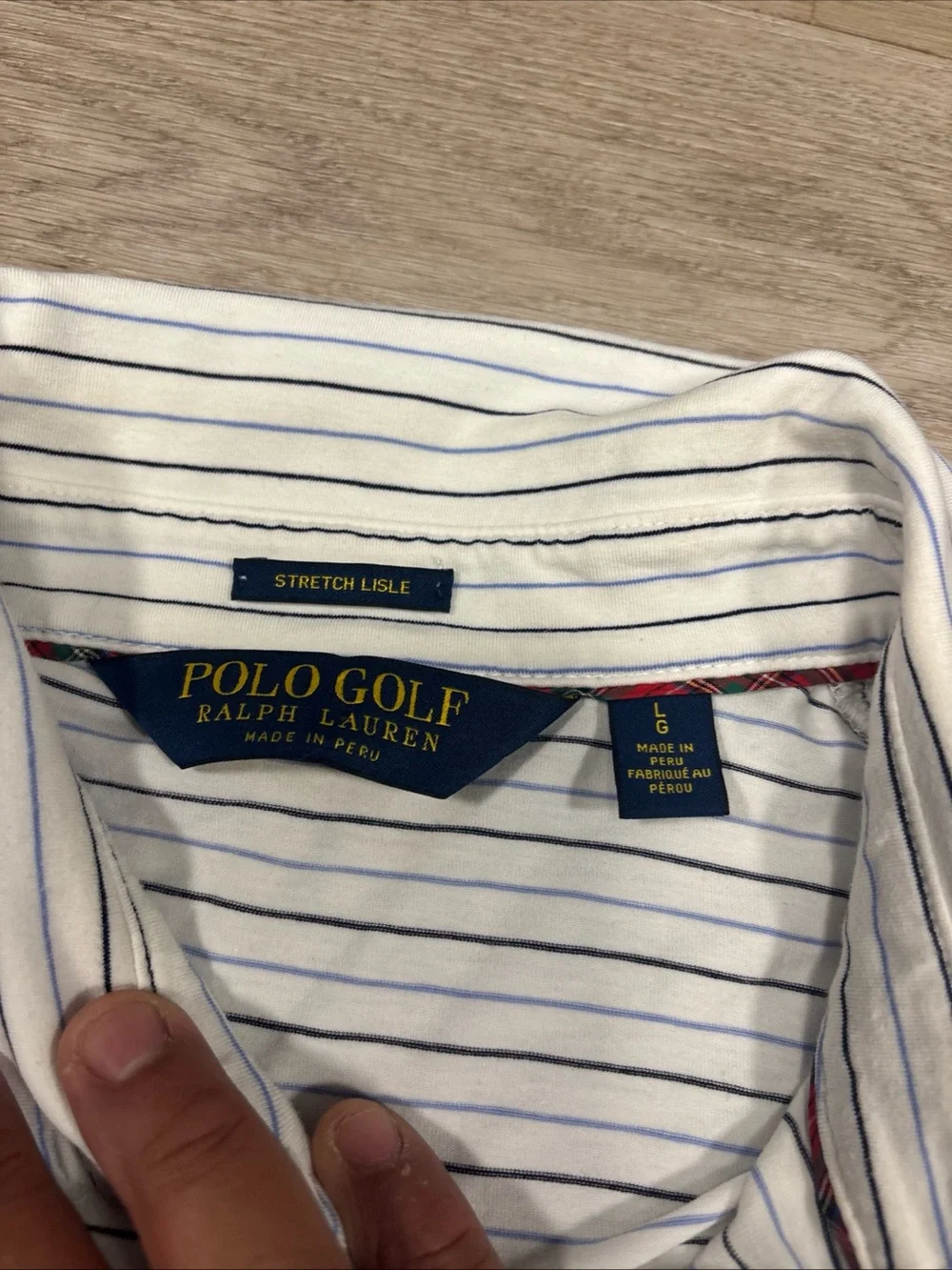 Polo Golf Ralph Lauren Polo X Mammut Dune Mens L White Stripe Stretch Lisle